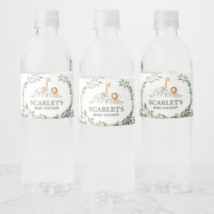 Bosdieren Botanische Baby Shower  Waterfles Etiket