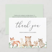 Bosdieren Budget Baby Shower Bedankkaart (Voorkant / Achterkant)