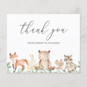 Bosdieren Budget Baby Shower Bedankkaart (Voorkant)