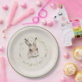 Bosdieren Bunny Rabbit Greenery Baby shower Papieren Bordje (Feest)