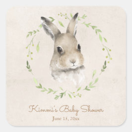 Bosdieren Bunny Rabbit Waterverf Baby shower Vierkante Sticker