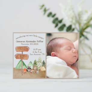 Bosdieren Camping Aangepaste Nieuwe Baby Foto Kaart