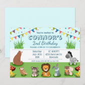 Bosdieren Cartoon Kind Verjaardag Personaliseren Kaart (Voorkant / Achterkant)