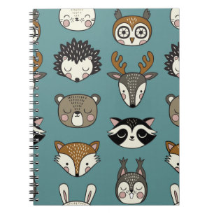 Bosdieren Cute Vintage Patroon Notitieboek