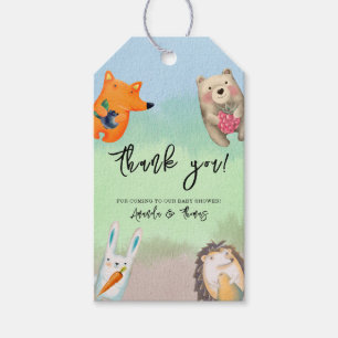 Bosdieren - dank je wel baby shower cadeaulabel