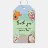 Bosdieren - dank u baby shower cadeaulabel (Voorkant)