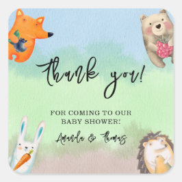 Bosdieren - dank u baby shower vierkante sticker
