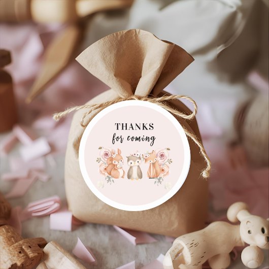 Bosdieren Dank u Stickers | Rustic Pink