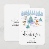 Bosdieren dansen rond de kerstboom bedankkaart (Voorkant / Achterkant)