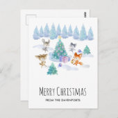 Bosdieren dansen rond de kerstboom briefkaart (Voorkant / Achterkant)