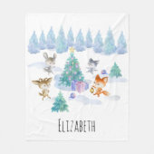 Bosdieren dansen rond de kerstboom fleece deken (Voorkant)