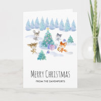 Bosdieren dansen rond de kerstboom
