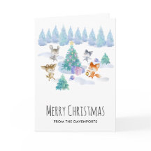 Bosdieren dansen rond de kerstboom