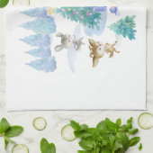 Bosdieren dansen rond de kerstboom theedoek (Gevouwen)