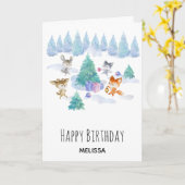 Bosdieren dansen rond een vette boom kaart (Gele Bloem)