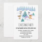 Bosdieren dansen rond kerstboomfeest kaart (Voorkant / Achterkant)