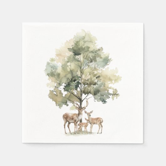 bosdieren | Deer Family Baby shower Servet (Voorkant)