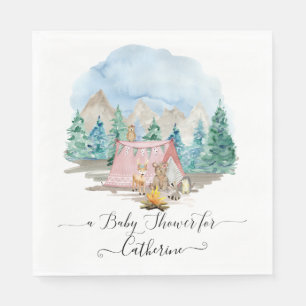 Bosdieren Der Beer Floral Rustisch Baby shower Servet