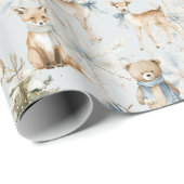 Bosdieren Dusty Blue Christmas Cadeaupapier (Rol Hoek)
