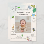 Bosdieren Eerste jaar Eerste Verjaardag Kaart (Voorkant / Achterkant)