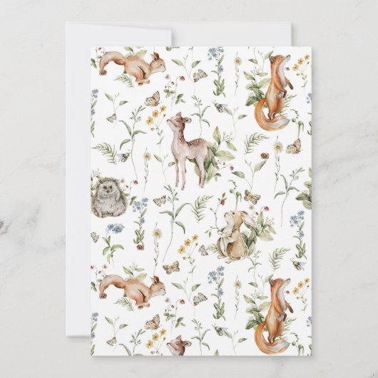 Bosdieren en Forest Friends Baby shower Kaart (Achterkant)