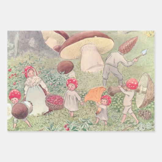 Bosdieren en kinderen Elsa Beskow Inpakpapier Vel (Voorkant 3)