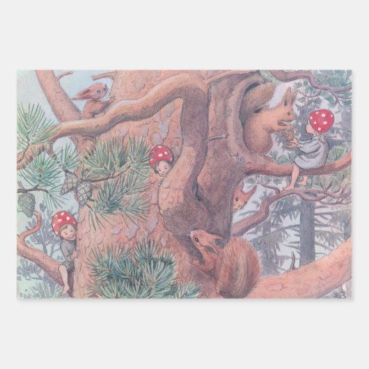 Bosdieren en kinderen Elsa Beskow Inpakpapier Vel (Voorkant 2)