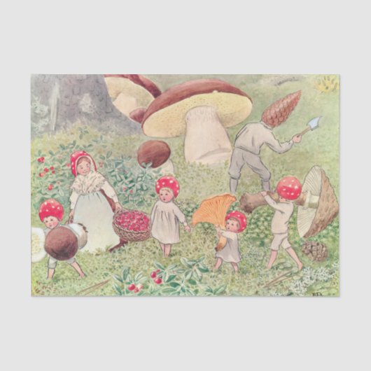 Bosdieren en kinderen Elsa Beskow Tissuepapier (Voorkant)