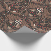 Bosdieren en planten in rood en bruin cadeaupapier (Hoek)