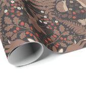 Bosdieren en planten in rood en bruin cadeaupapier (Rol Hoek)