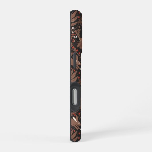 Bosdieren en planten in rood en bruin iPhone hoesje (Rechterkant)