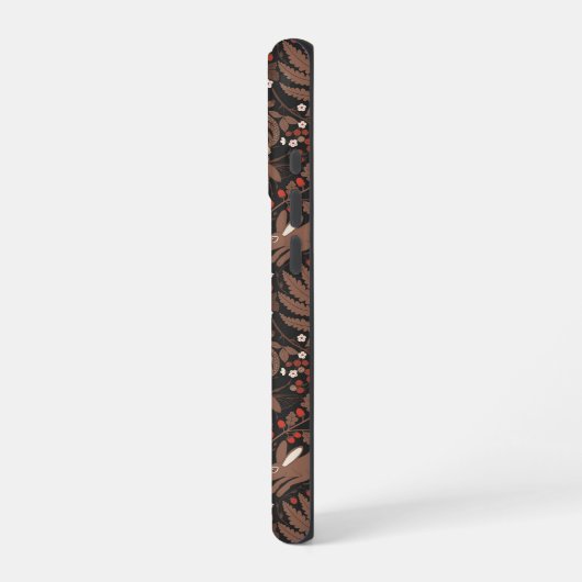 Bosdieren en planten in rood en bruin iPhone hoesje (Linkerkant)