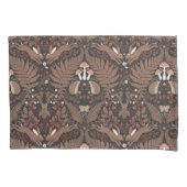 Bosdieren en planten in rood en bruin kussensloop (Voorkant-Links)