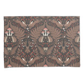 Bosdieren en planten in rood en bruin kussensloop (Voorkant-Rechts)