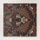 Bosdieren en planten in rood en bruin legpuzzel (Horizontaal)