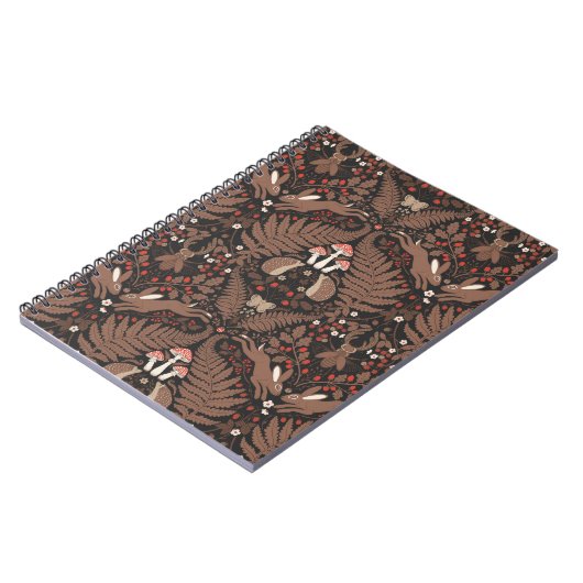 Bosdieren en planten in rood en bruin notitieboek (Linkerzijde)