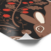 Bosdieren en planten in rood en bruin perfect poster (Hoek)