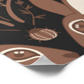 Bosdieren en planten in rood en bruin poster (Hoek)