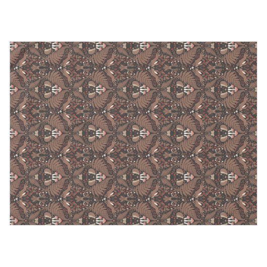 Bosdieren en planten in rood en bruin tafelkleed (Voorkant (Horizontaal))