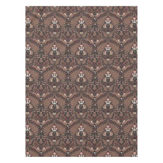 Bosdieren en planten in rood en bruin tafelkleed (Voorkant)