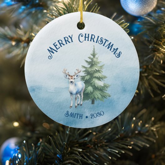 Bosdieren en rendieren Blue Christmas Keramisch Ornament