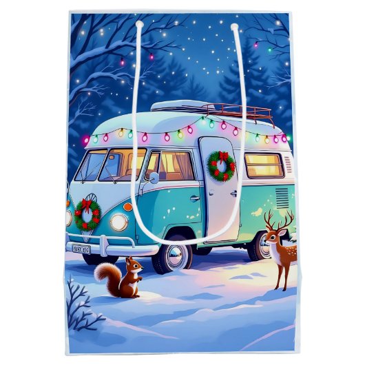 Bosdieren en Retro RV Camper Medium Cadeauzakje (Achterkant)