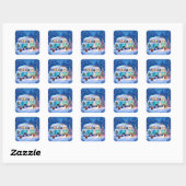 Bosdieren en Retro RV Camper Vierkante Sticker (Vel)