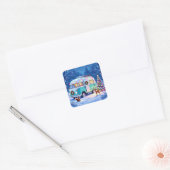 Bosdieren en Retro RV Camper Vierkante Sticker (Envelop)