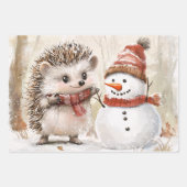 Bosdieren en sneeuwman inpakpapier vel (Voorkant 3)