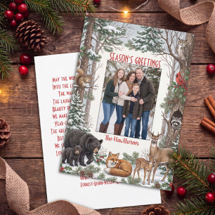 Bosdieren Familie Foto Seizoensgroeten Feestdagenkaart