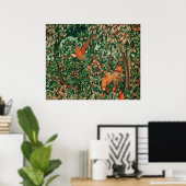 BOSDIEREN Fazant Rode Vos, Groene Bloemen Poster (Thuiskantoor)