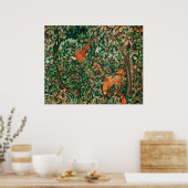 BOSDIEREN Fazant Rode Vos, Groene Bloemen Poster (Keuken)