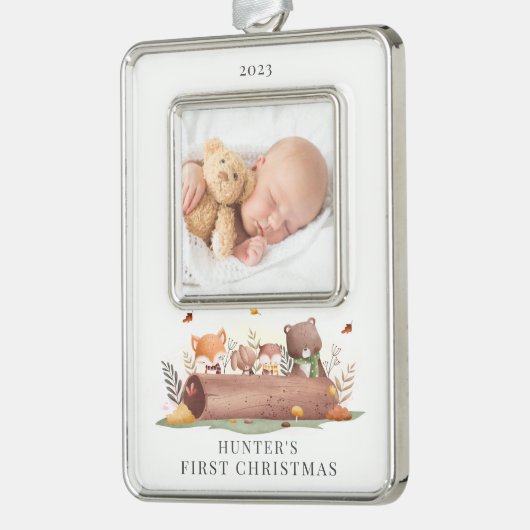 Bosdieren Foto eerst Verzilverd Omlijst Ornament (Links)