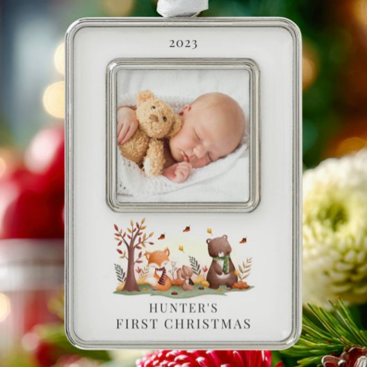 Bosdieren Foto eerst Verzilverd Omlijst Ornament